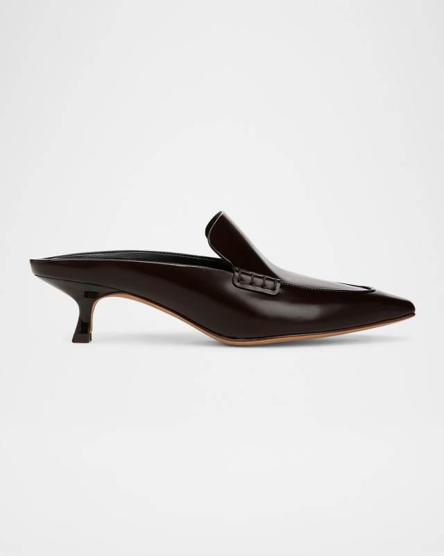 Samy Leather Kitten Mule Pumps
